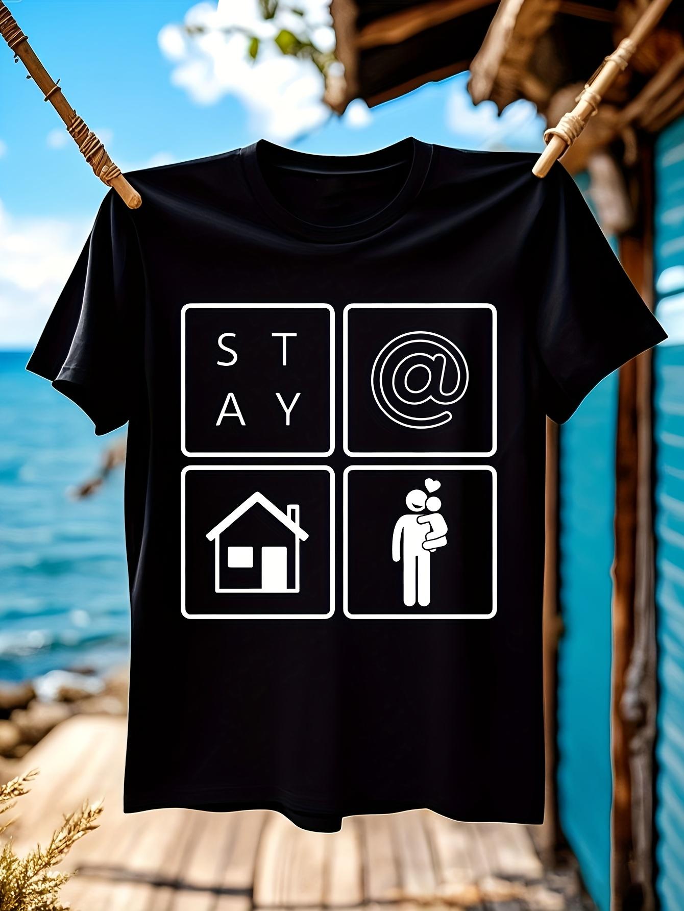 Stay At Home Dad Tshirt - Black with White Stay Graphic XL