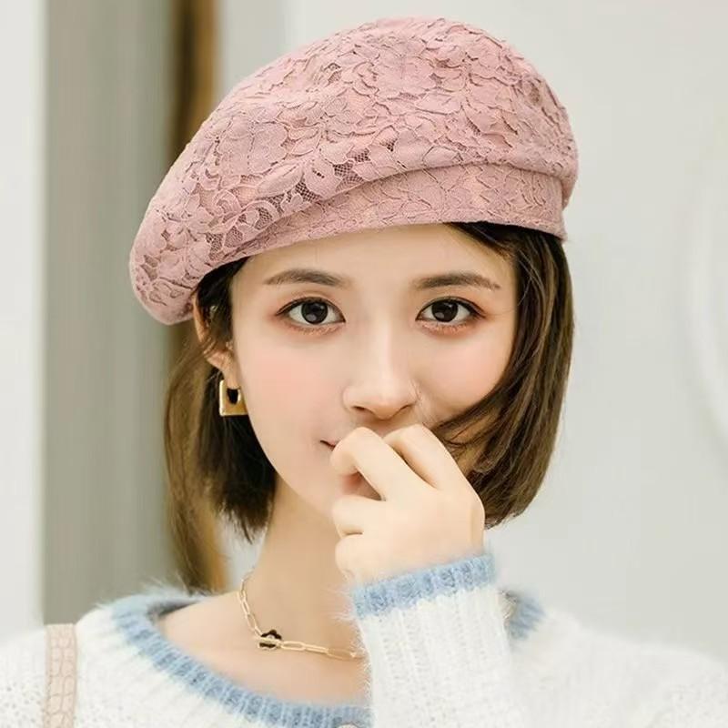 Ji Lace Beret Women's Autumn and Winter Versatile Painter's Hat British Bud Hat