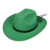 Unisex Western Cowboy Hat Wide Brim Roll‑Up Brim Double‑Top Felt Fedora Hat,10 Colors,Multiple Optional Detachable Hat Bands