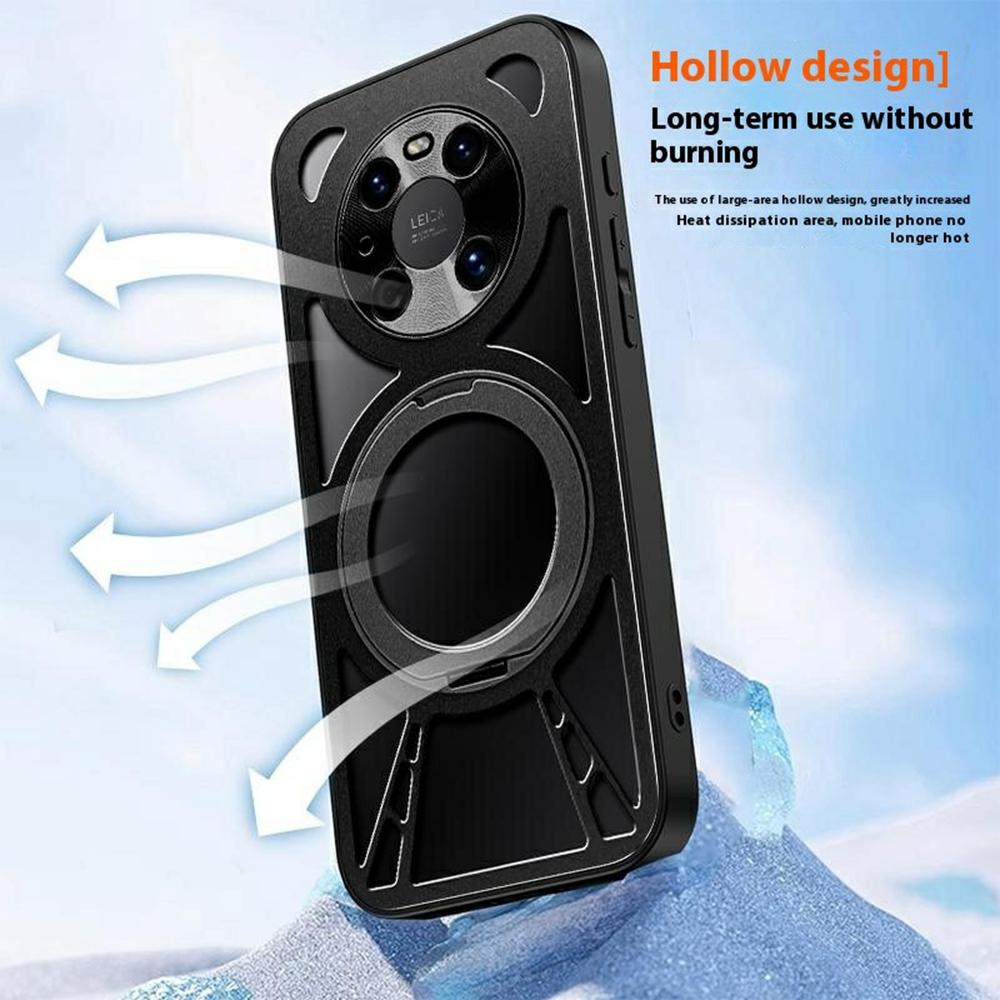 For Huawei Mate 40 Pro 4G/5G Case Magnetic Kickstand Hollow Heat Dissipation Silicone+PC+Metal Bumper Phone Cover