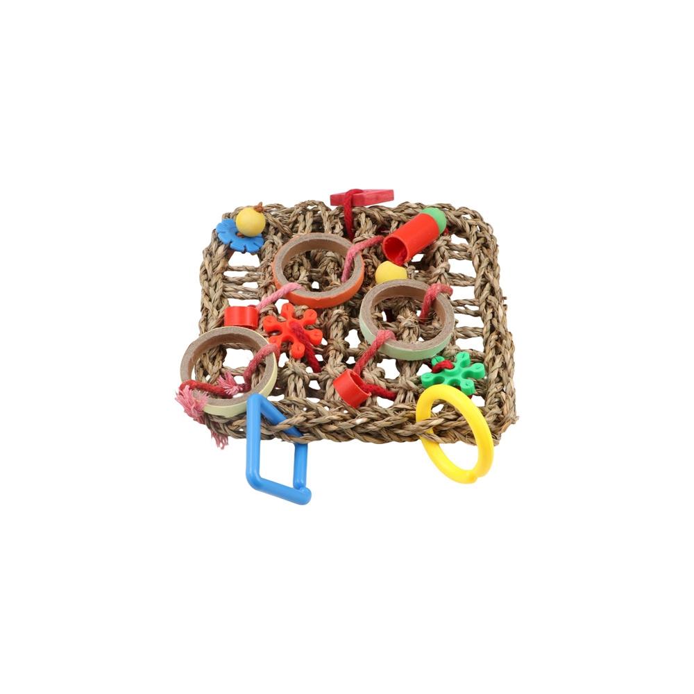 

Hanging Bird Climbing Net Wood/Seagrass Parrot Foraging Net Toy For Parakeet Cockatie colorful
