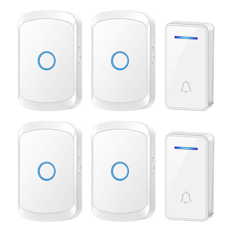 Battery-Free Wireless Doorbell for Home with Extended Range, Dual Transmitters, Four Receivers, and Smart Remote Control.