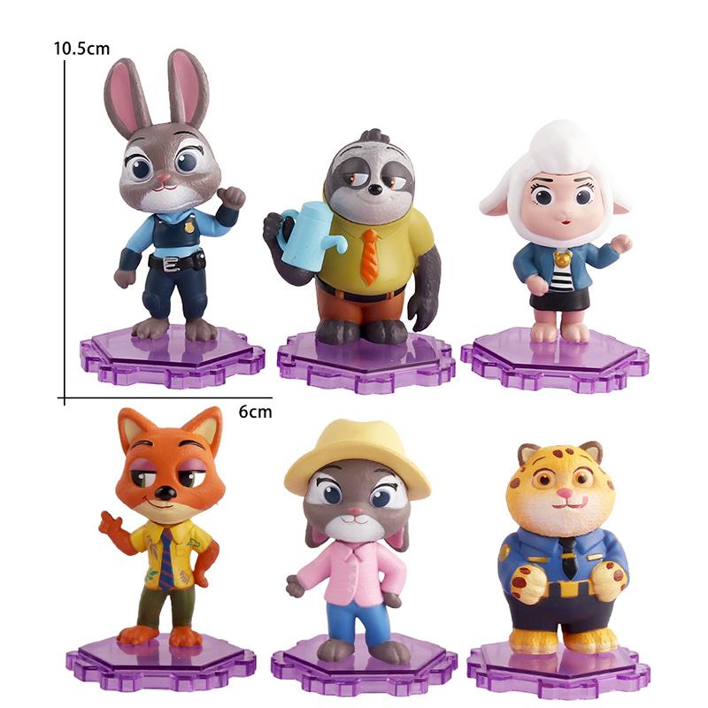Anime 6/12pcs Zootopias Judy Nick Action Figure Humorous Rabbit Fox Cheetah Figurine Present Desktop Ornament Designed For Kid Birth Date Gifts