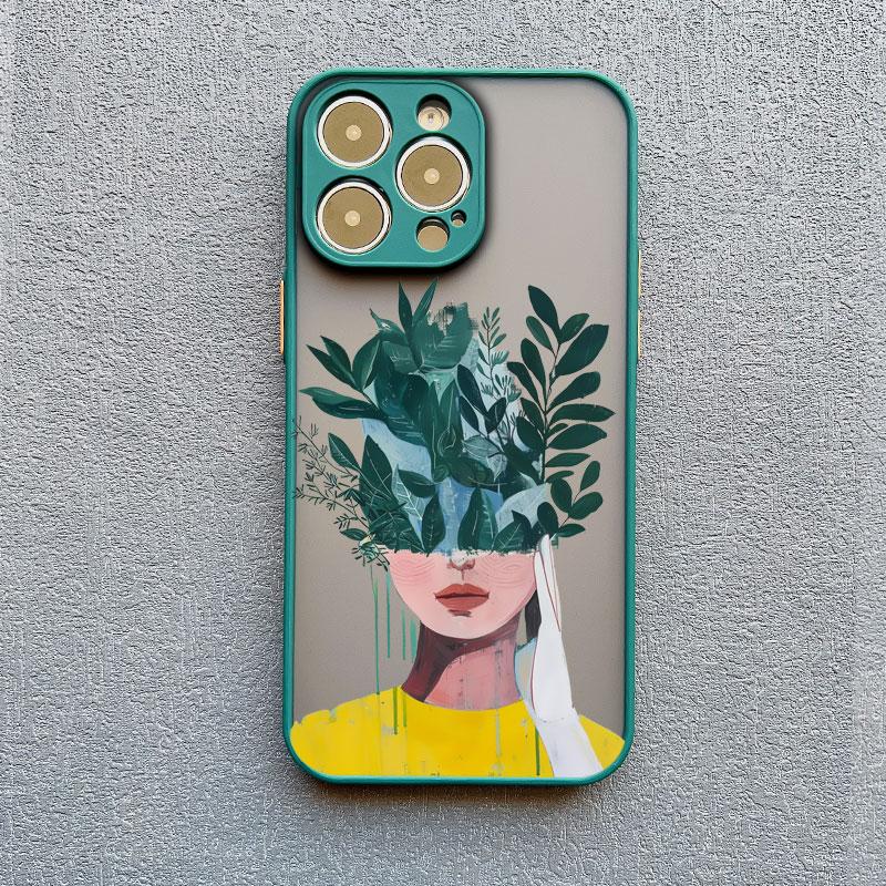 Oil Painting Flower Girl Phone Case For iPhone 16 15 12 11 13 14 Pro Max Mini X XS XR 15 14 8 Plus Shockproof Translucent Covers