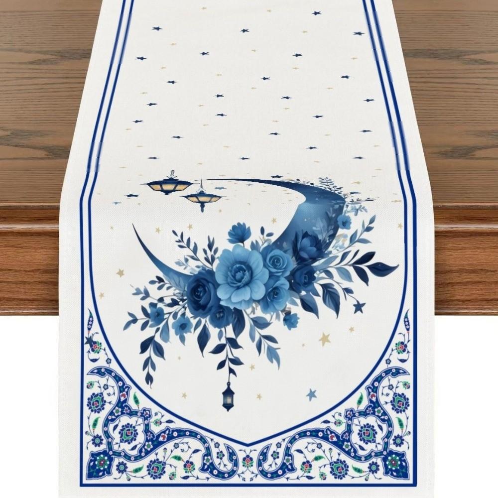 Vintage Ramadan Table Runner Castle Lantern Pattern Dining Table Flag Table Cover Home Decoration