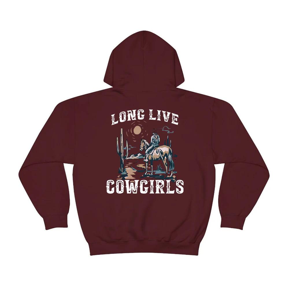 Long Live Cowboy Girl Hoodie Western Desert Hoodie Sportswear Kaktus Szene Cowboy Country Life Hoodie Country Girl Fashion Hoodi