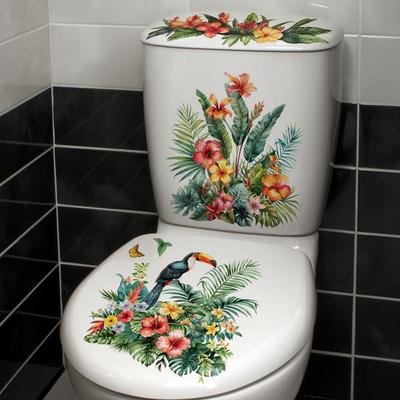 Tropical Jungle Floral and Bird Bathroom Self-Adhesive Decorative Stickers