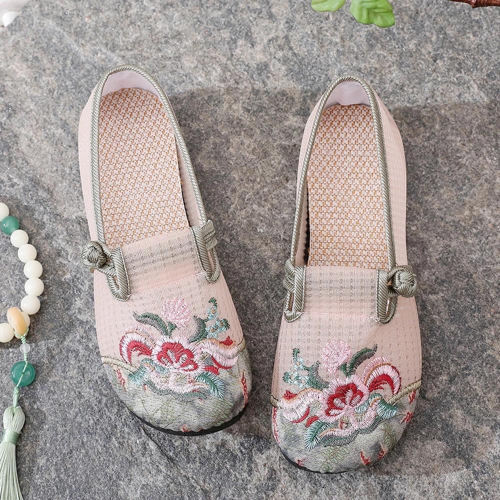 Summer Mesh Women's Shoes Soft-soled Cloth Shoes New Chinese Style Hot-selling Fashion Super Soft Wide-foot Embroidered Shoes for Women