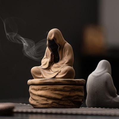 Zen Formless Buddha Ceramic Incense Burner: Sandalwood Home Decor Ornament, Chinese Style Tea Table Decoration.