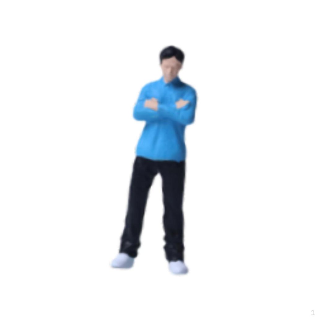 1/64 Diorama Figures Layout Hobby Display Painted Miniature Characters Arms Crossed Posture for
