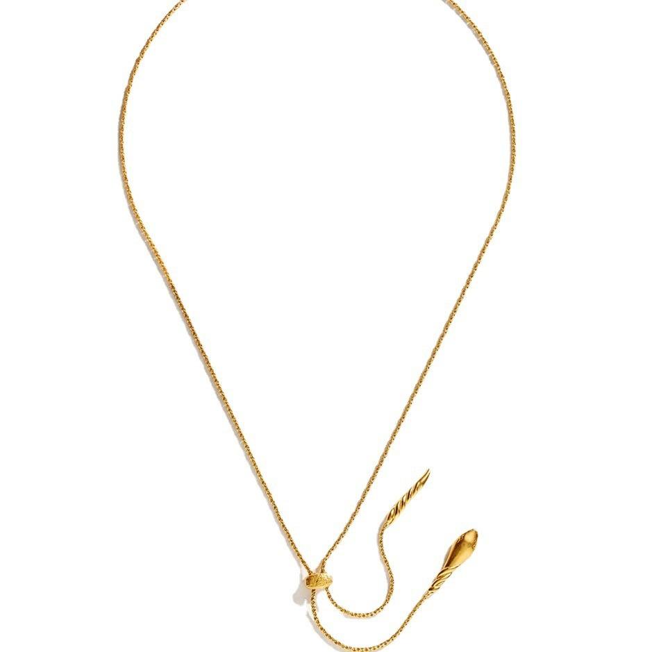 Colar Pingente Cobra Cabeça Espiral Longo Dourado Personalizado Tendência Design de Nicho Corrente de Suéter Ajustável Feminino