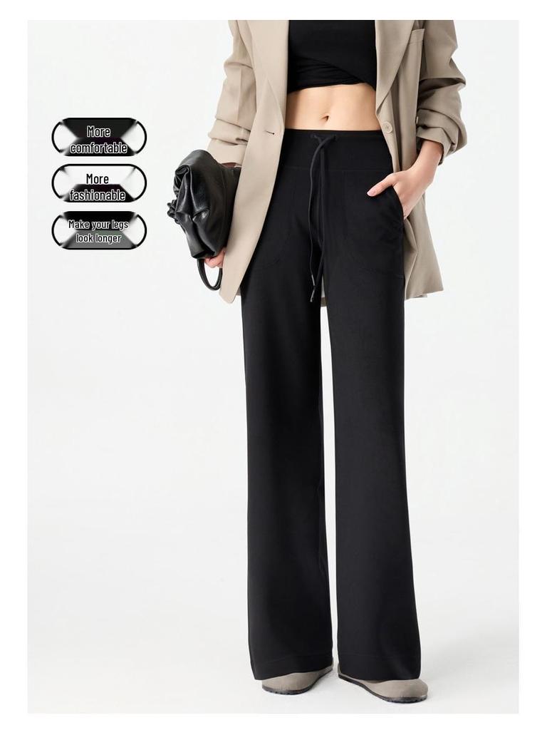 2026 Spring Women's High-Waisted Modal Slimming Drawstring Straight Leg Pants