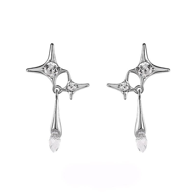 

Flash diamond star water drop sweet cool wind Spice Girl earrings summer light luxury hip hop stud earrings Internet celebrity accessories