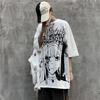Men Anime T-shirt Summer Dark Tee High Street Gothic Skull Tshirt Loose Oversized Short-sleeved Tshirt Streetwear Top