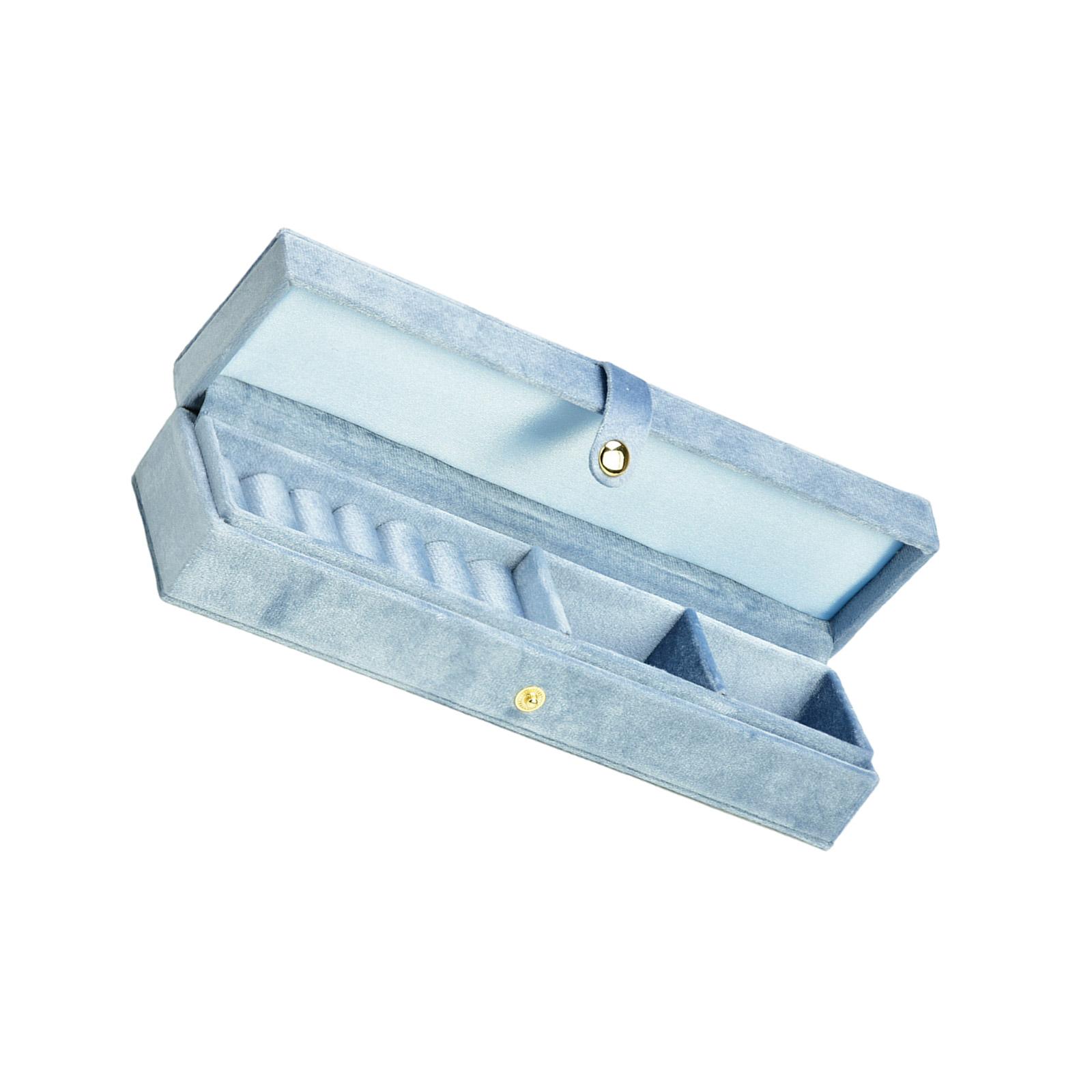 

Jewelry Carrying Case with Dividers Velvets Storage Box for Small Ornaments Elegant Jewellery Organizer for Daily Use светло-синий