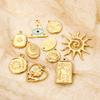 2 Pcs 304 Stainless Steel Charms Gold Plated Sun Moon Star Flower Pendants For DIY Necklace Bracelet Jewelry Making Findings