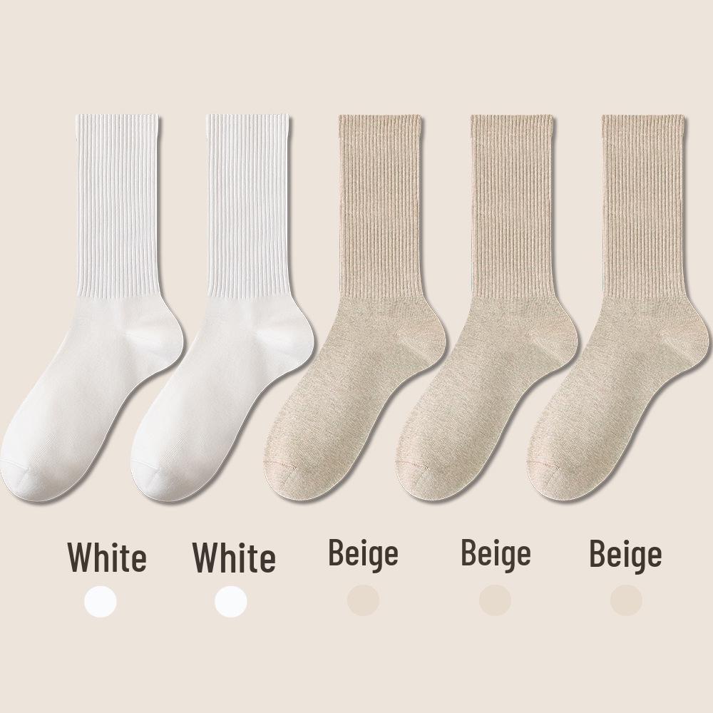 Women's Seamless Knee-High Cotton Socks, Antibacterial & Warm, Autumn/Winter 2024 Collection