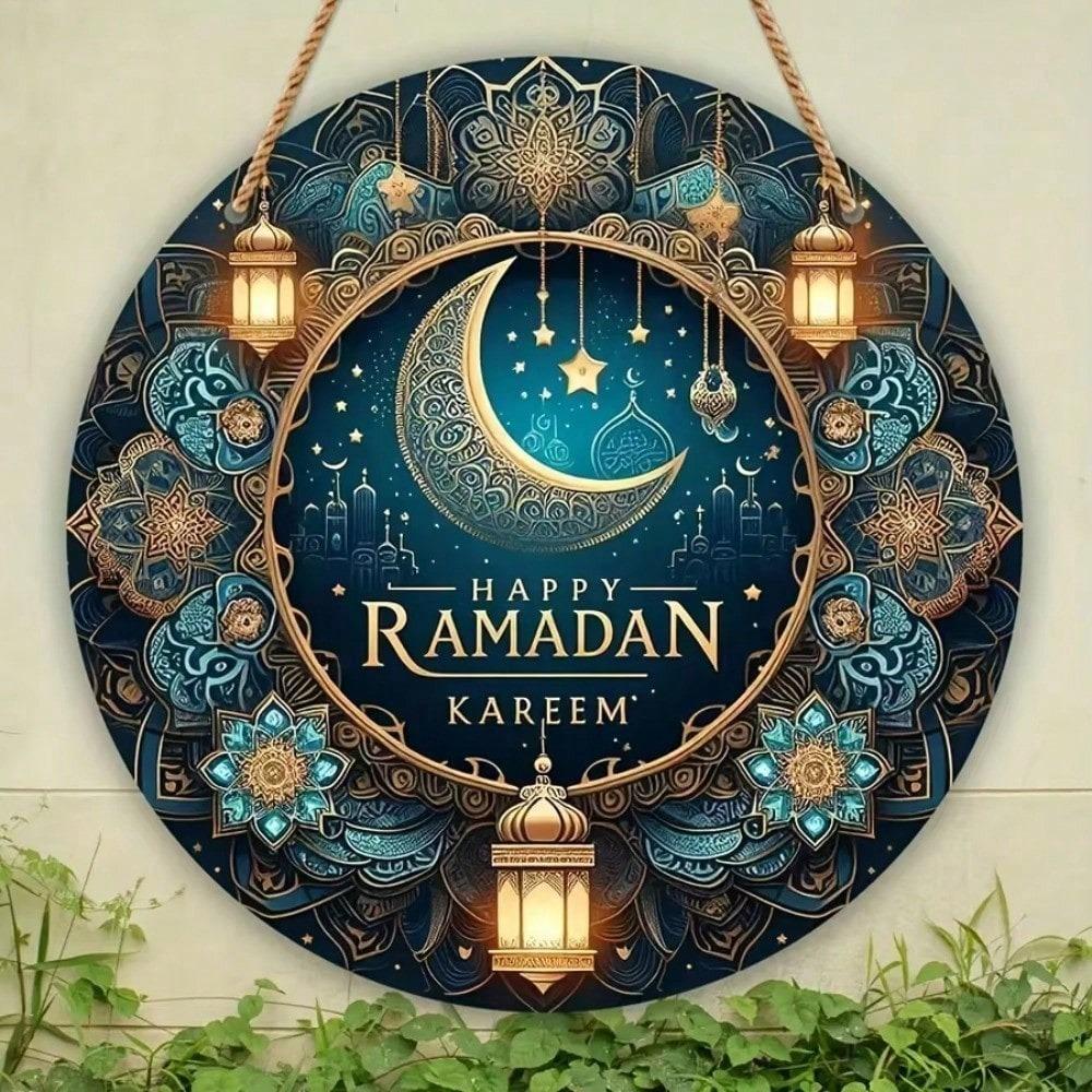 Ramadan Kareem Car Hanging Ornament Islamic Moon Decoration Tinplate Art Flexible Festive Gift