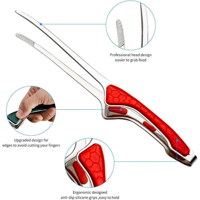 Stainless Steel Barbecue Tongs Non-slip Steak Tongs Non-slip Grip Kitchen Tongs Non-stick Cooking Tons Barbecue Accessories