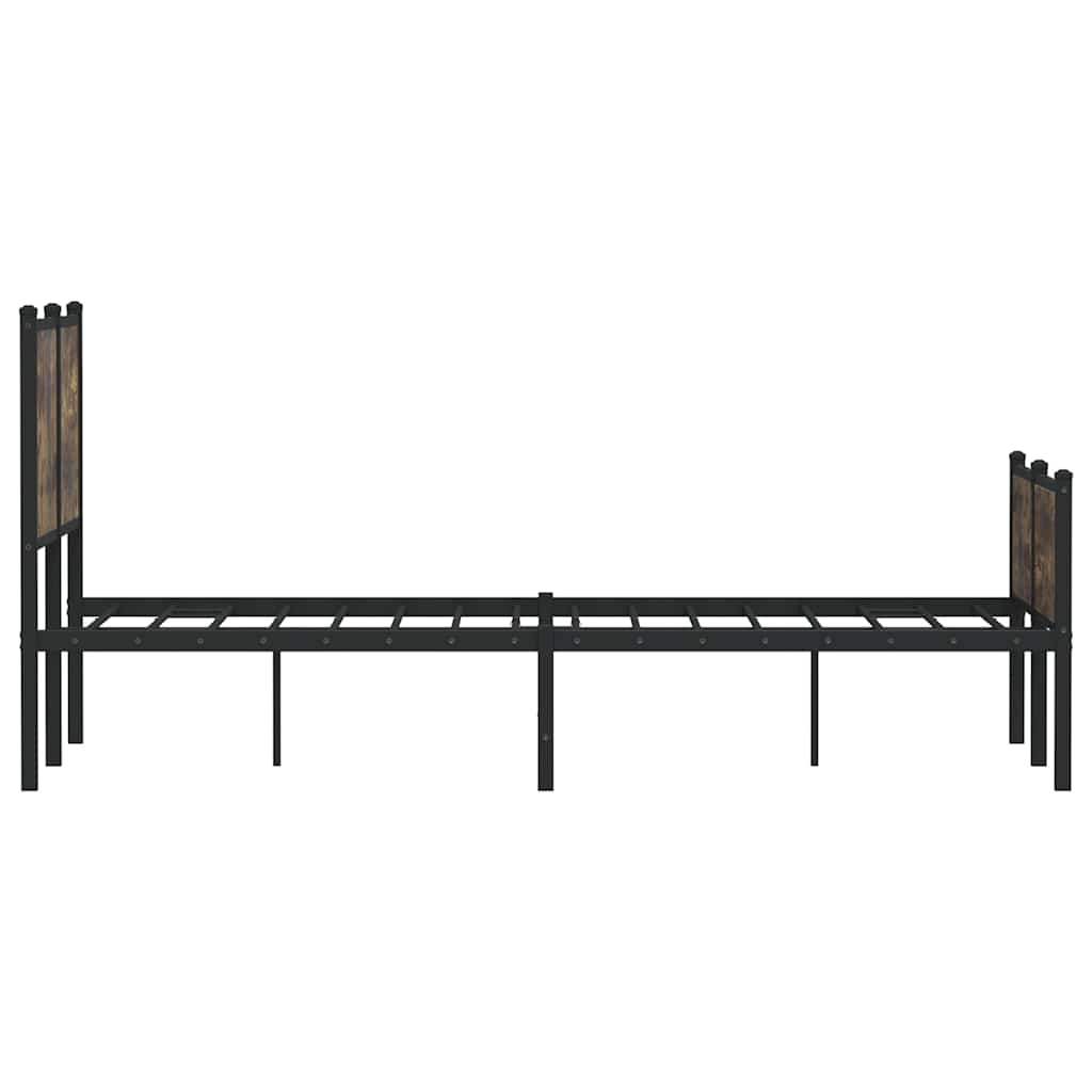 Metal Bed Frame Without Mattress Smoked Oak Finish 120 X 200 Cm