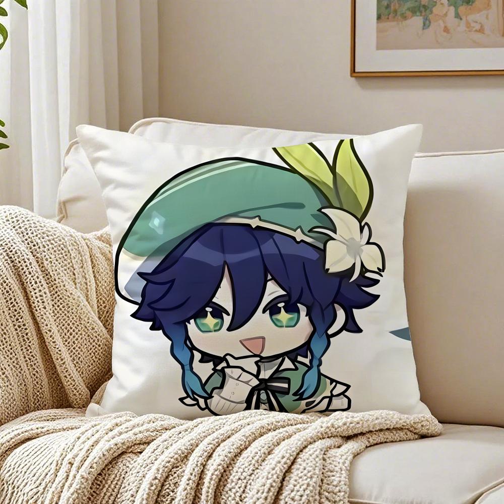 Popular Genshin Impact Venti Pillow Cushion Cover Pillowcase Anti-Dustmite Living Room Sofa Decor Cushion Room
