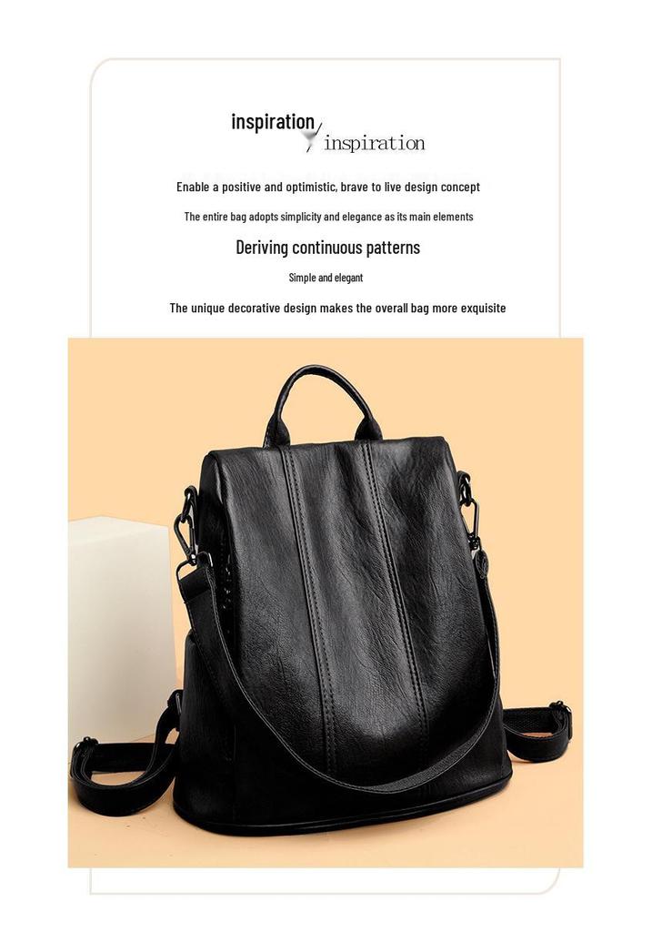 Women's Retro Anti-theft Faux Leather Backpack - High-end, Versatile, Large Capacity