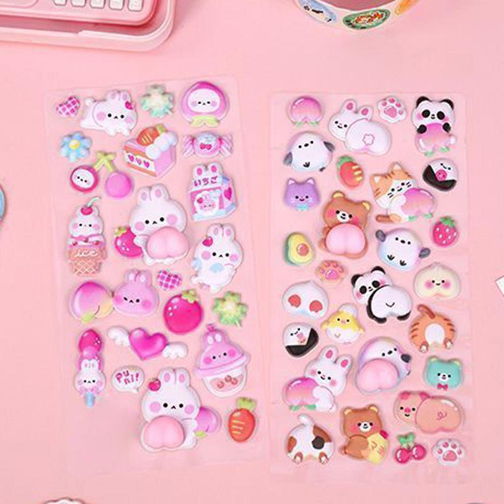 DIY 3D Aufkleber Stark haftende Aufkleber mit Tiermotiv Niedliche Laptop-Aufkleber für Kinder Erwachsene Notizbuch Sammelalbum Federmäppchen Laptops