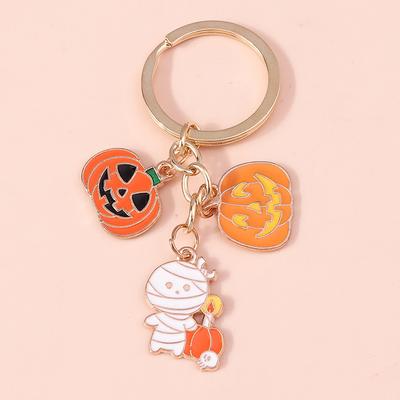 Cartoon Enamel Halloween Keychain Witch Ghost Bat Pumpkin Key Rings Pendant for Bag Decor Handmade Party Gift Jewelry Accessorie