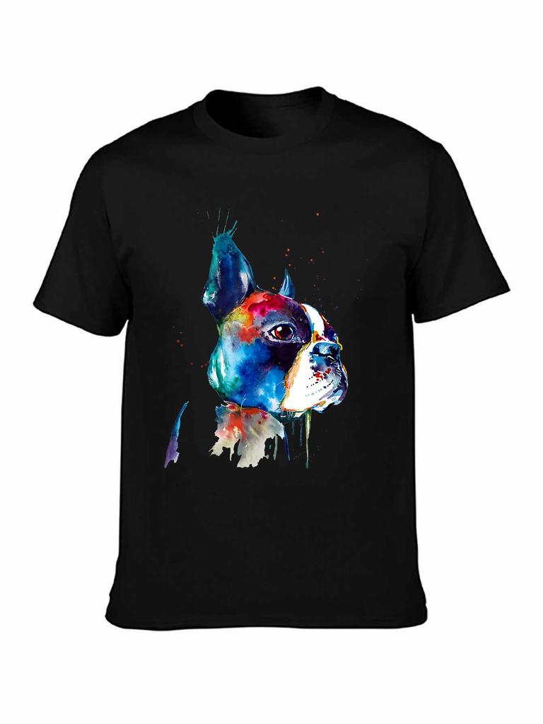 Boston Terrier Art Funny Dog Breed Boston Terrier Tops Tee T Shirt TShirt High Quality Casual Printing