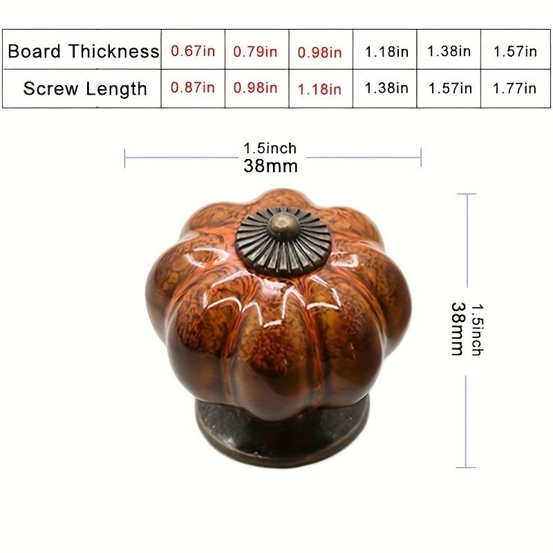 4 Stück Vintage-Kürbis-Schrankknöpfe aus Keramik für Küche, Schrank, Badezimmer, Kommode, Kleiderschrank, Leopardenorange