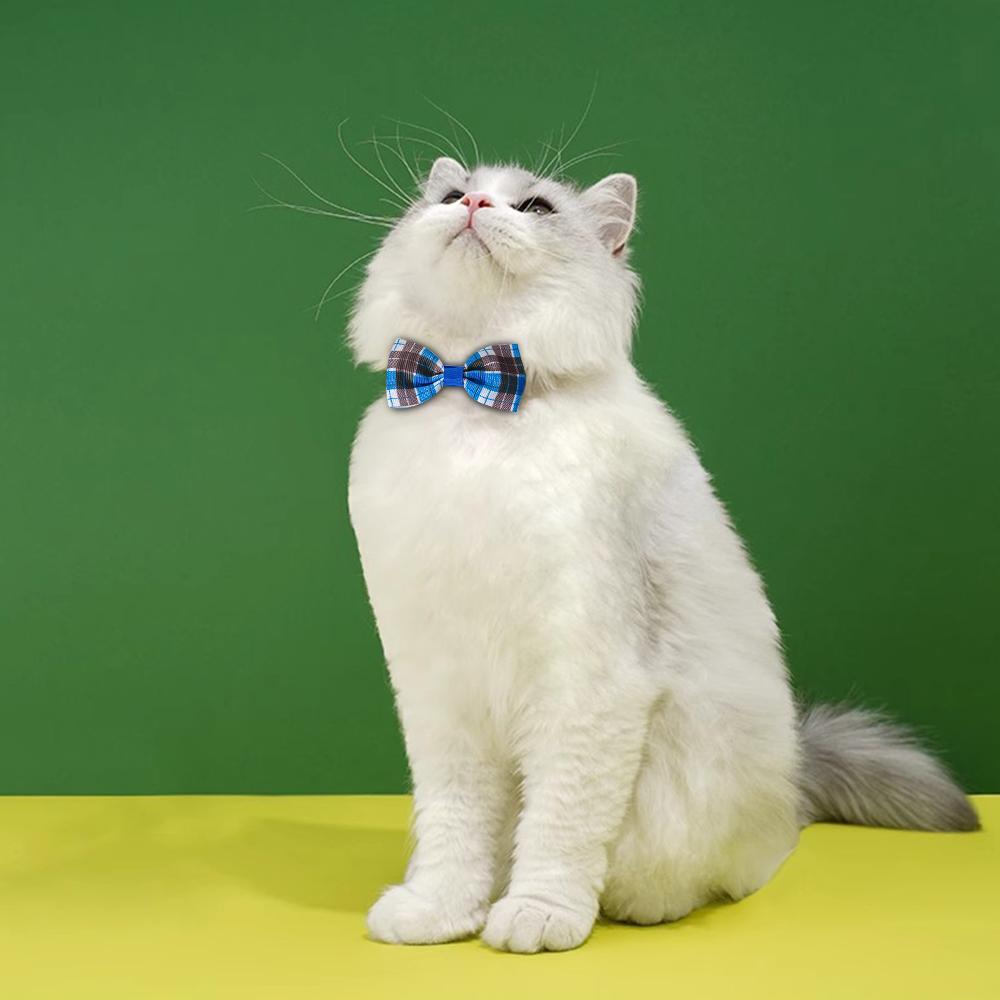 7PCS Pink Pet Bow Tie, Collar Accessories, Checkered And Striped Cat And Dog Ties Scarf Accessories