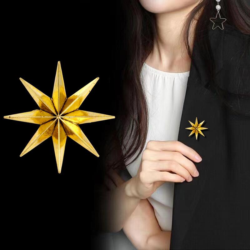 Retro Alloy Star Brooch Exquisite Lapel Pins for Women and Men Suit Shirt Badge Fashion Jewelry Accessories Gifts