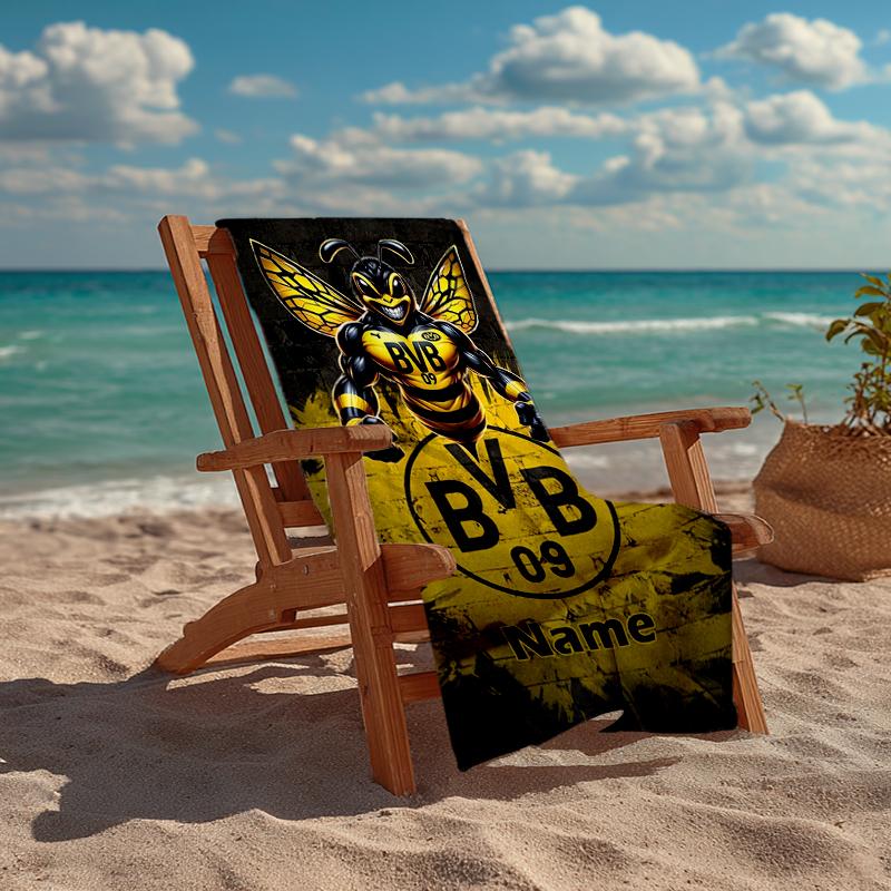 Custom Name Ultra-Soft Beach Towel with BVB Theme,Ideal for Pool - Camping, Diving - Perfect Travel Essential, Vibrant Beach Towel.