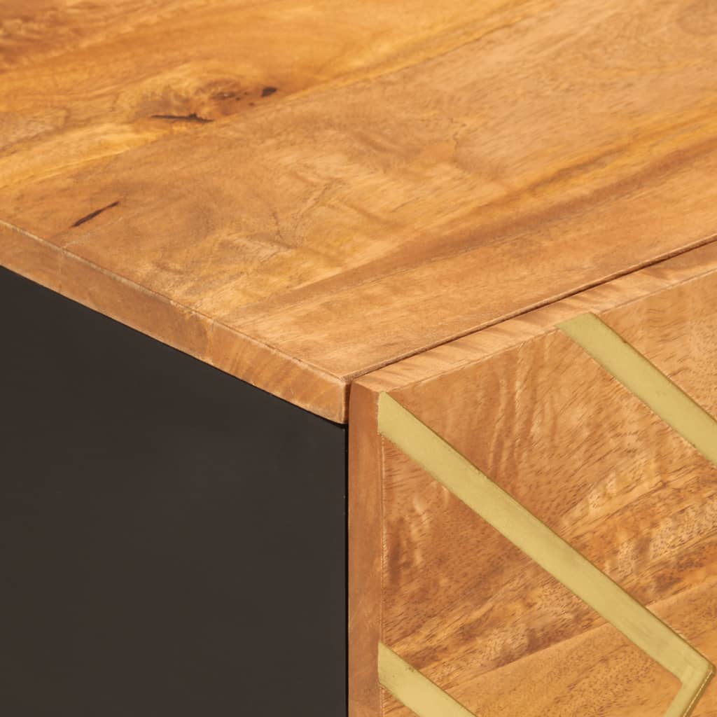  Coffee Table, Brown and Black, 80x50x40 Cm, Solid Mango Wood