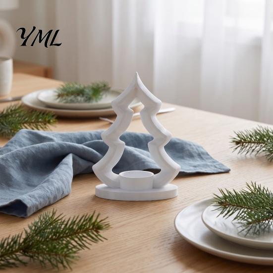 Christmas Party Decor Tree Candle Holder, 3D Printed Tealight Stand, Rustic Table Decoration for Farmhouse Dining Centerpiece Holiday Table,