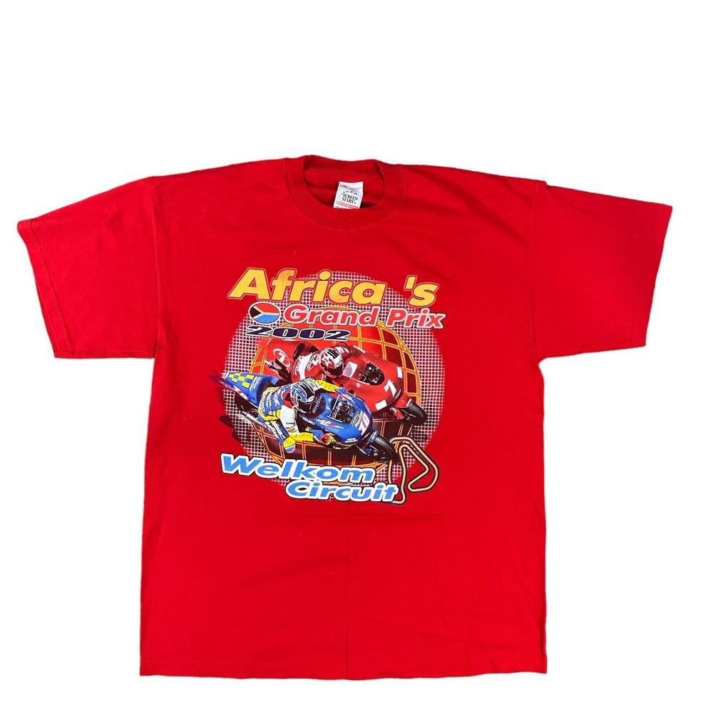 

Grand Prix 2002 T-shirt Racing Graphic Print Screen Stars Y2K Red Mens 4XL