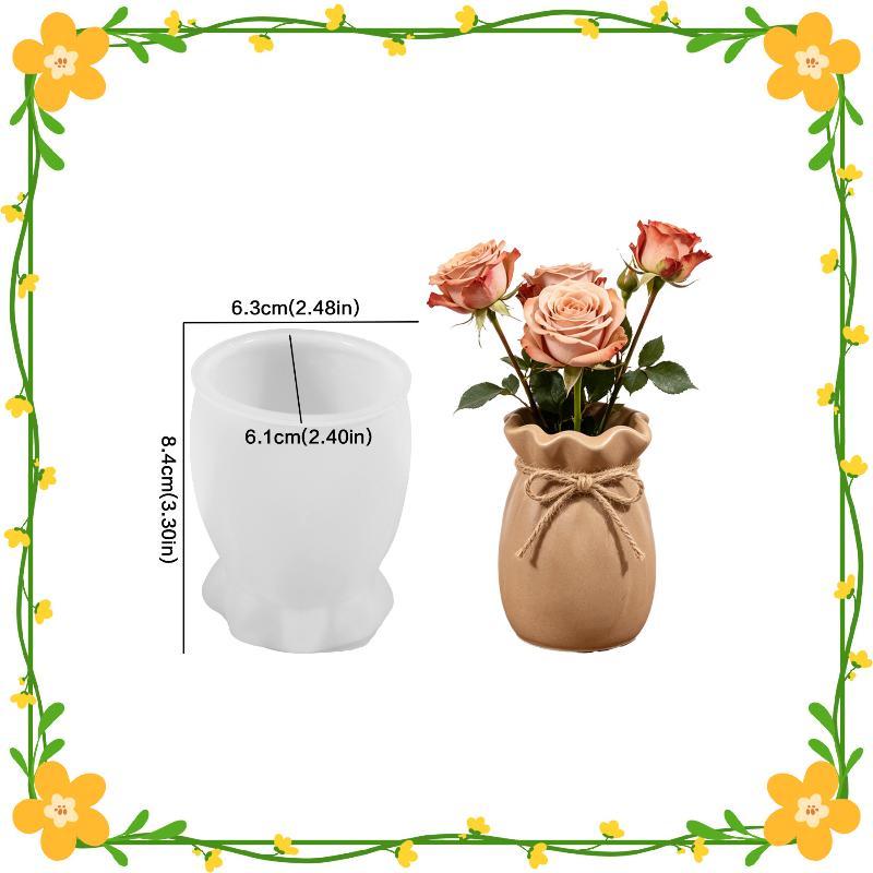 Blessing Bag Shape Silicone Vase Mold Reusable DIY Handmade Plaster Epoxy Mould for Home Flower Arrangement Craft B