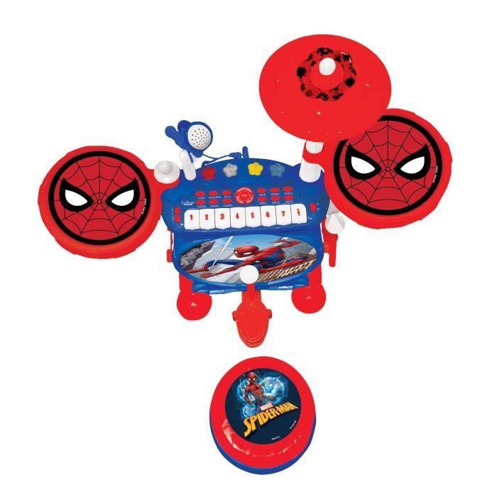 SpiderMan - Batterie électronique pour enfant - Lumineuse - Complète avec clavier, cymbales et tabouret - Lexibook