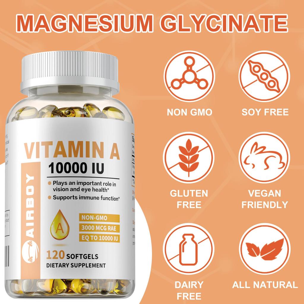 Le capsule molli di Vitamina A supportano la funzione del sistema immunitario, la salute della pelle e la salute della vista e degli occhi.. 120 capsule per confezione.