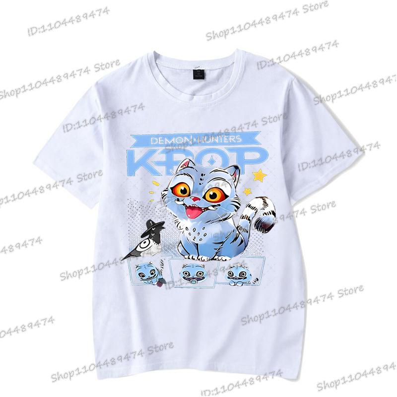 Summer New KPop Demon Hunters T-shirts Vintage Korean Ulzzang Anime Rumi Tiger Saja Boys Tshirts Hip Hop Streetwear Teenage