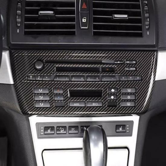 Carbon Center Console Volume Button CD Panel Frame Trim For BMW X3 E83 2006-2010