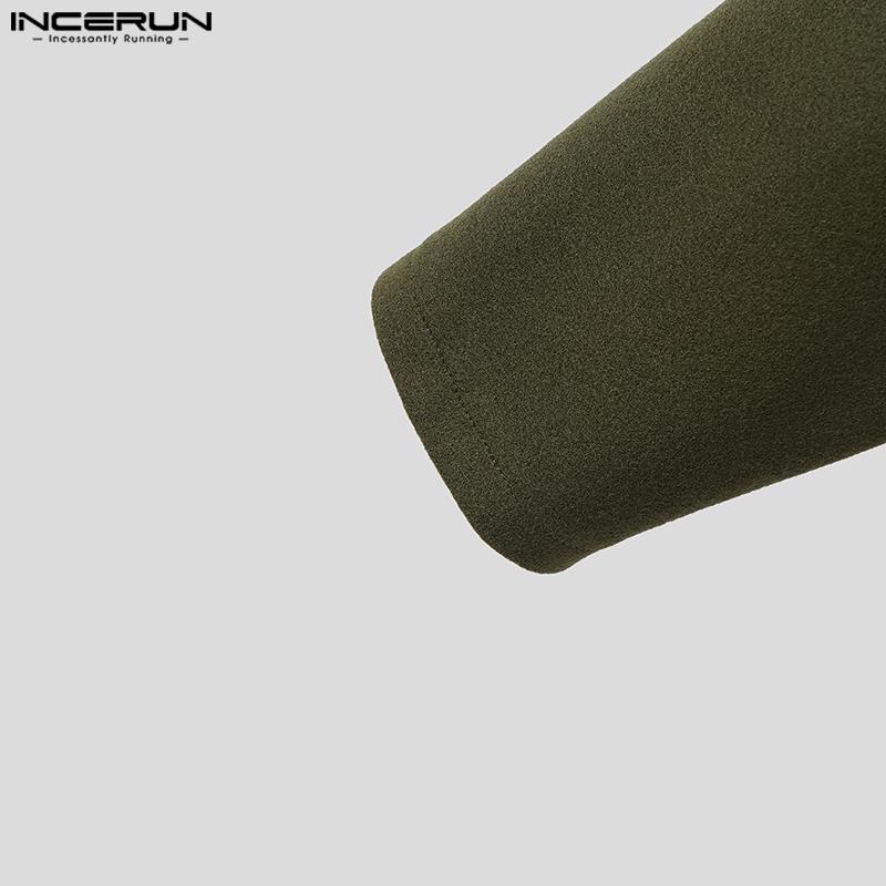 INCERUN Men Long Sleeve Embroidery Patchwork Open Front Casual Short Thin Coat Jackets