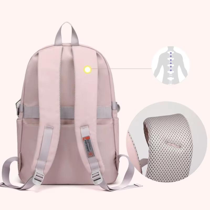 Student Backpack Nylon Waterproof Lightweight Multi-Compartment Backpack for Teen Girls