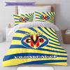 Villarreal CF Pattern Bedding Set Quilt Cover Pillowcase Home Decor Gift (1 * Duvet Cover + 2 * Pillowcase, Without Core)