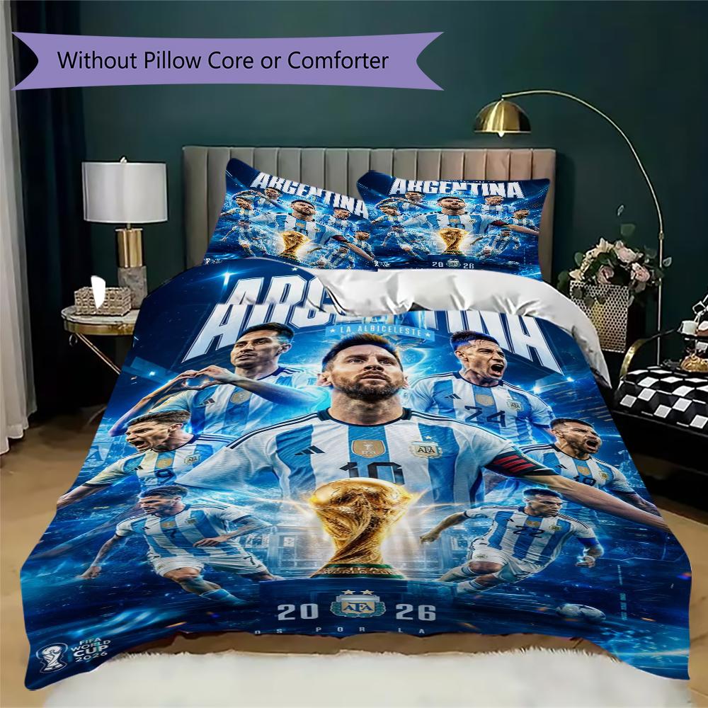 Messi World Cup Victory Bedding Without Core 1 Duvet Cover 2 Pillowcase Without Core Soft And Comfortable Duvet Cover And Pillowcase