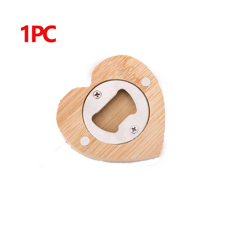 1/5/20PCS Beer Bottle Opener Heart Shaped Bamboo Magnetic Opener Portable Fridge Magnet Beer Opener Bar Wedding Home Party Tools