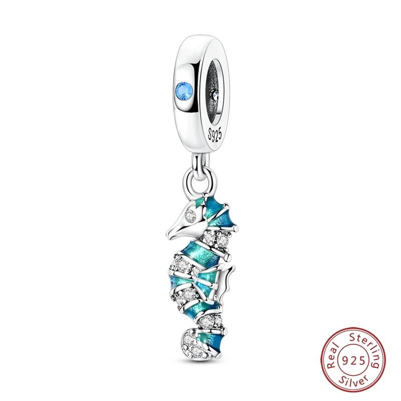 Argent S925 Chat Citrouille Carte à Jouer Ours de Diplôme Cheval de Mer 3mm Breloques Perles Design DIY Bijoux Fins