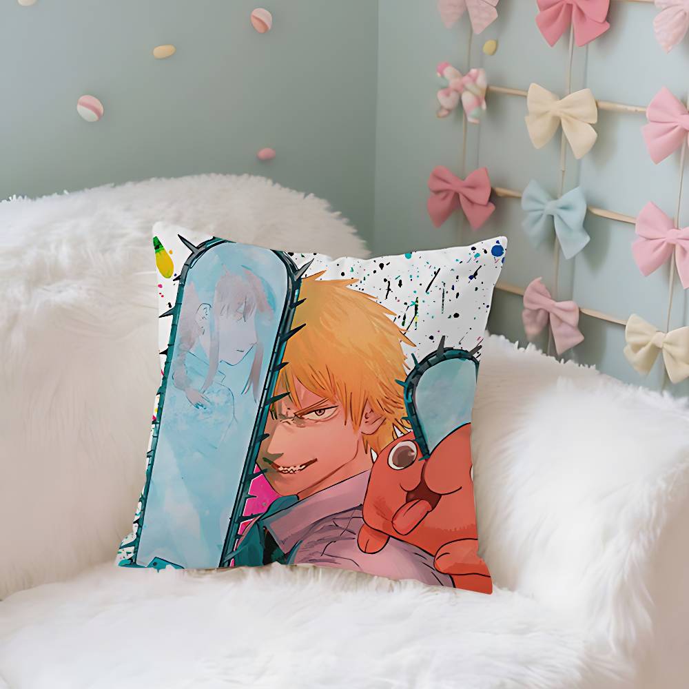 Chainsaw Man I Wanna Feel Some Tits Case Plush Fabric Soft Pillowcase Double Sided Print Cushion Cover Household Gifts