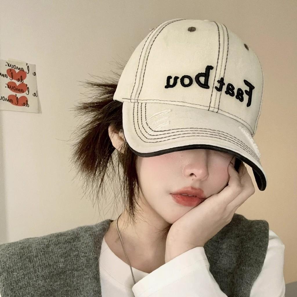 Faatbou Baseball Cap With Embroidered Letters Black For Casual Streetwear
