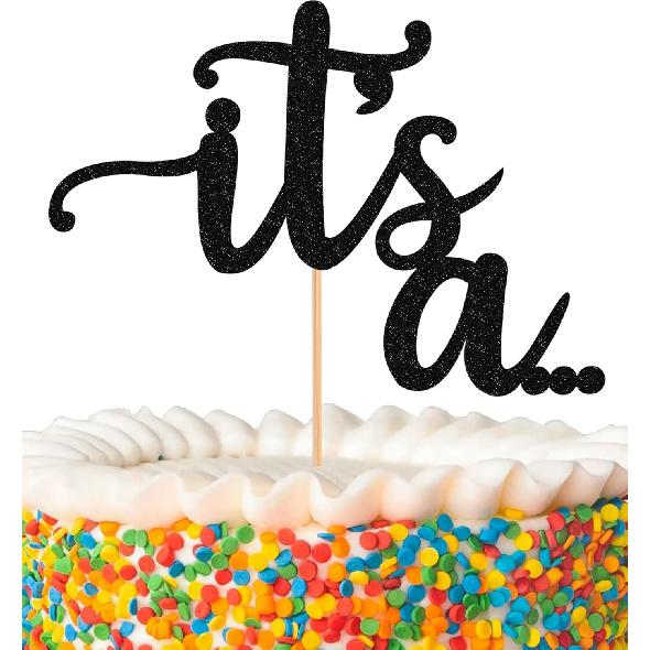 It s a Cake Topper - Glitter Golden Boy or Girl Baby Reveal Party Cake Decorations, Perfect for Gender Reveal, Baby Shower or Photo Booth Props чёрный